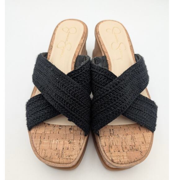 Jessica Simpson Ediza Women's Crochet Platform Sandals Black Size US8.5M EU39.5 - Picture 2 of 13